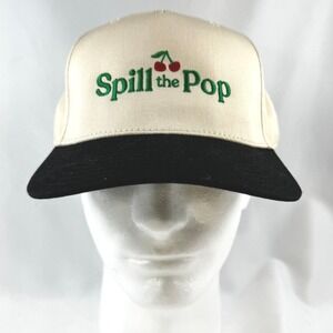 Spill the Pop Cherry Snapback Hat Otto Cap Cream Unisex Skater Urban Cherries